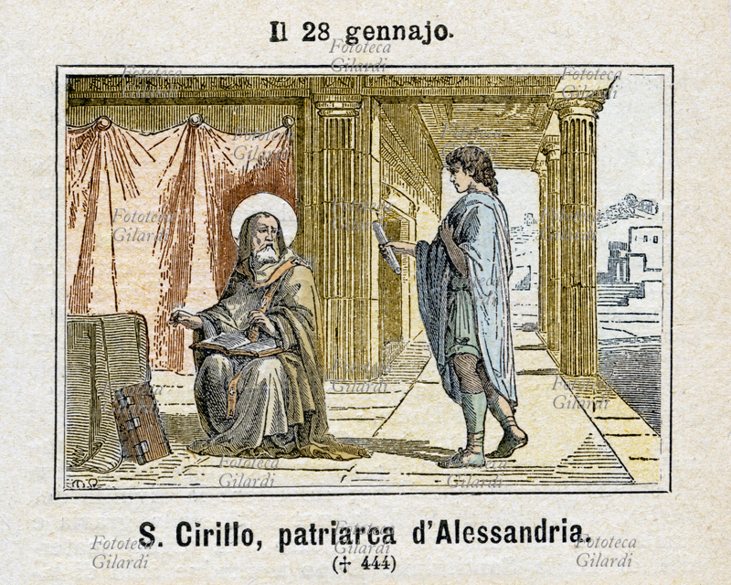 SAN CIRILLO patriarca di Alessandria (ca 370 - 27 giugno 444), vescovo e teologo greco, Santo e Dottore della Chiesa, Papa della Chiesa Copta dal 412 alla morte; strenuo difensore dell\