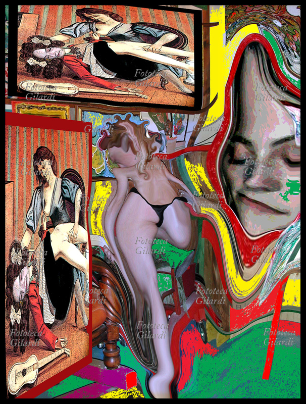 Ando GILARDI (1921 -2012) Roberta pensa a Balthus. (Balthus3Roberta). Opera digitale, dalla serie \