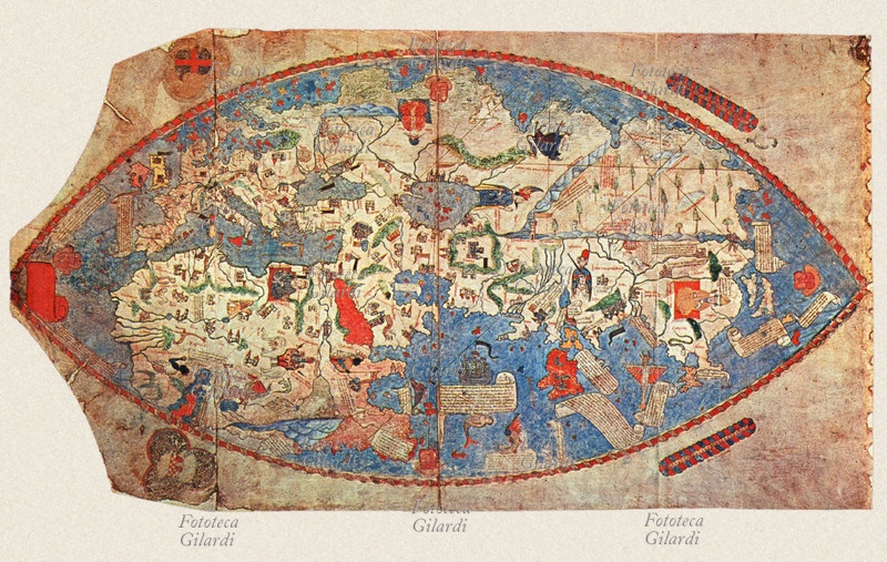 Cartography. Genovese map representing the world, known like “the planisfero of Toscanelli”, the half of the XV sec. (1457 ca.). It lacks, as it can be noticed, the America not still discovered from Christopher Columbus. Florence, National Library