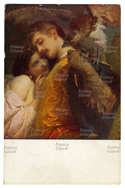 FALCONIERE Cartolina postale con il dipinto di Tranquillo Cremona (1837-1878) \