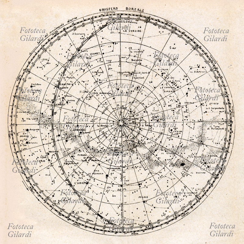 Camille FLAMMARION (1842-1925) Carta del cielo, Emisfero boreale, dal Trattato di Astronomia popolare, XIX secolo.