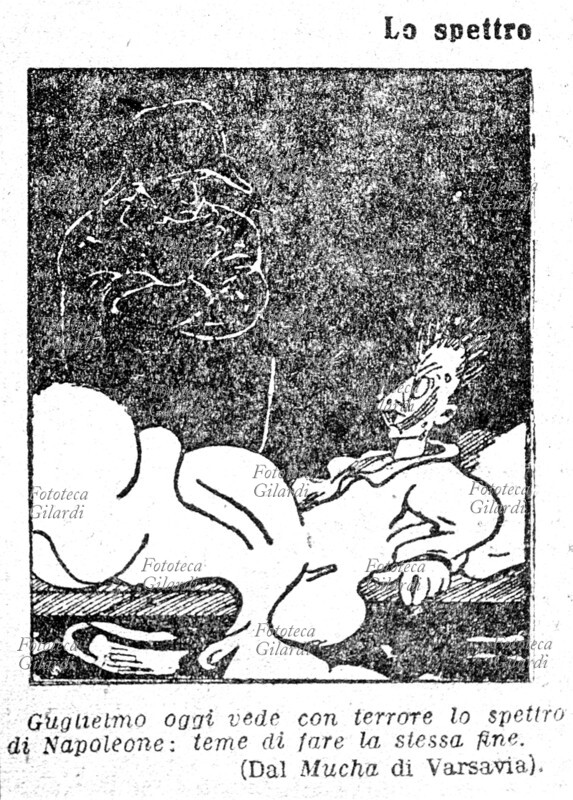 GUGLIELMO II di Germania (27 gennaio 1859 – 4 giugno 1941) in una caricatura polacca intitolata \