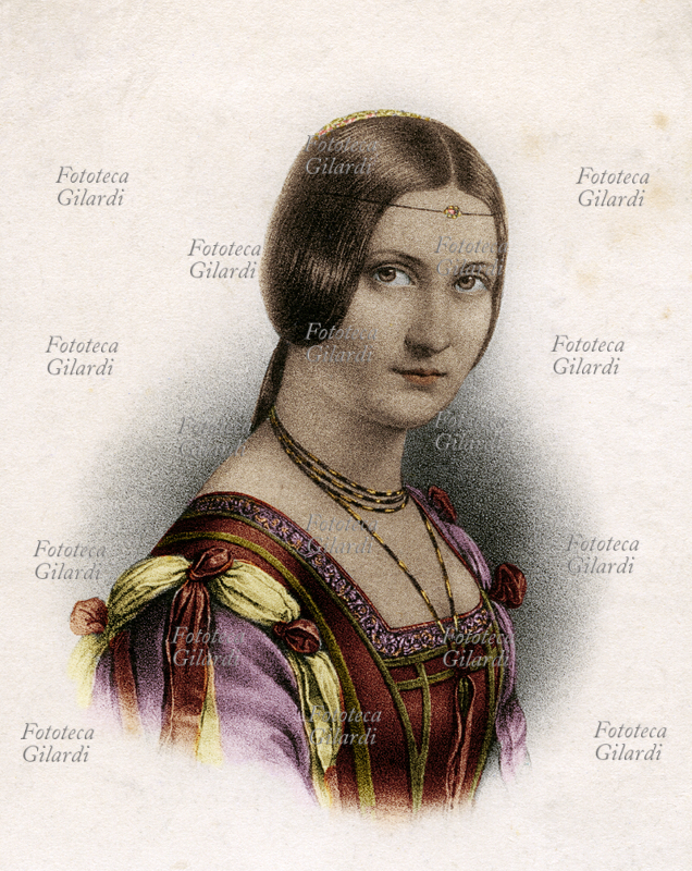 LA BELLE FERRONIERE; si dice che questo nome derivi dal mestiere di suo marito che fabbricava e vendeva oggetti in ferro battuto, oppure dal cognome dello stesso: Ferron. Amante di Francesco I di Francia, potrebbe essere stata lei stessa la causa della morte del re, che avrebbe contagiato con la sifilide, forse addirittura dopo essere stata a sua volta infetta di proposito dal marito per vendetta contro i due adulteri; ma questa storia potrebbe non essere che una leggenda. Raffigurazione ispirata dal "Ritratto di Dama" dipinto da Leonardo Da Vinci intorno al 1493, per il quale si ipotizza che il soggetto potrebbe essere stato Lucrezia Crivelli o Cecilia Gallerani, amanti di Ludovico il Moro, o altre nobildonne della corte Sforza. Il nome "Belle Ferronnière" con il quale è nota l\