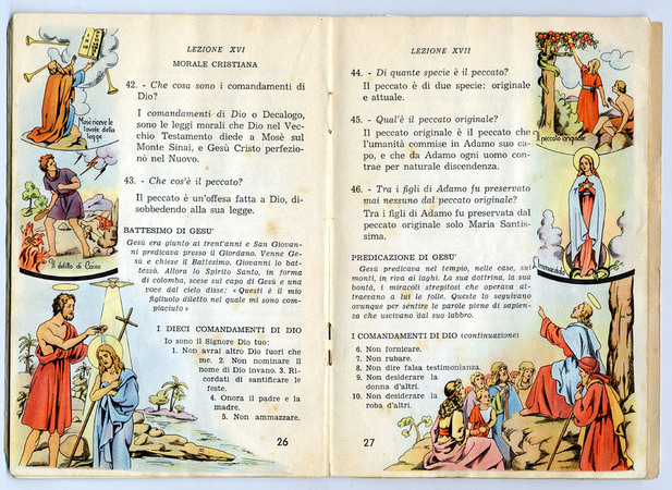 PAGINA ILLUSTRATA DA LIBRETTO DI CATECHISMO 1951