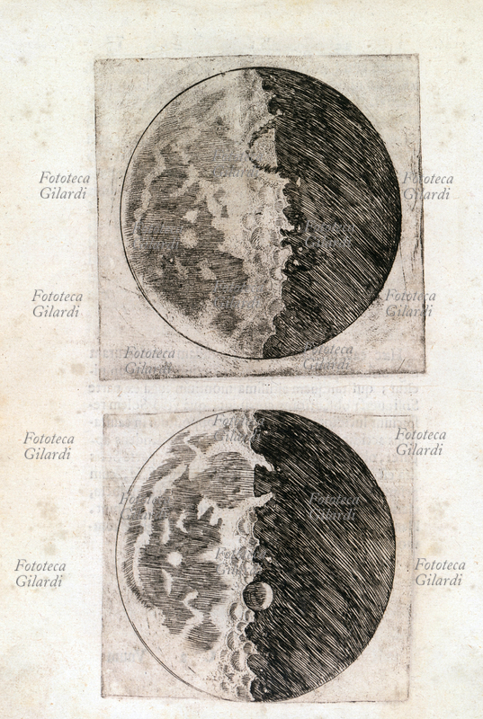 Galileo GALILEI (1564-1642) disegni della luna dal trattato \