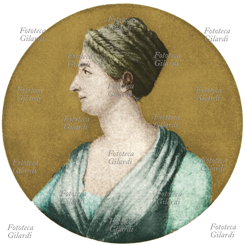 Antonietta FAGNANI ARESE (19 novembre 1778 – 11 dicembre 1847), nobildonna amata da Ugo Foscolo. Stampa colorata, Italia 1811.