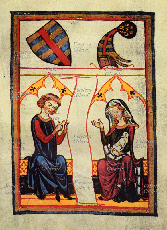 REINMAR DER ALTE il poeta è raffigurato seduto di fronte alla sua dama, in colloquio su temi d\