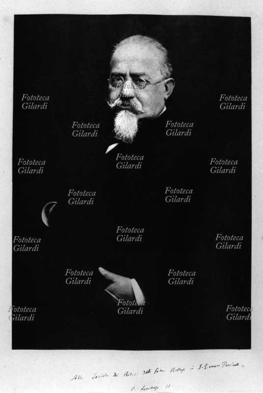 Cesare LOMBROSO (Marco Ezechia Lombroso, 6 novembre 1835 – 19 ottobre 1909) medico, antropologo e giurista italiano, uno dei padri della criminologia. Ritratto autografo con dedica dal fondo fotografico \