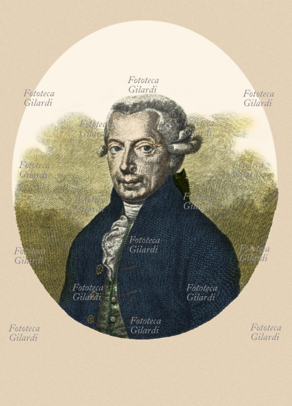 Johann Georg ALBRECHTSBERGER (3 febbraio 1736 – 7 marzo 1809) Compositore, organista e teorico austriaco, nato a Klosterneuburg, nei pressi di Vienna. Kapellmeister nella cattedrale di Santo Stefano (Duomo) a Vienna. Ebbe grande fama come organista, compositore e insegnante, mostrando una particolare maestria nel contrappunto; fu maestro di Ludwig van Beethoven. Ritratto in ovale, incisione colorata XIX secolo.