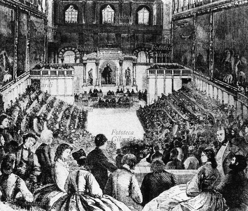 ITALIA 21/22 settembre 1864 Una seduta del Parlamento in Palazzo Vecchio a Firenze, in questa data capitale d\