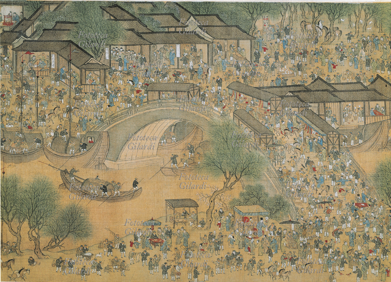 CINA città cinese durante il Festival di Primavera, dipinto di artista sconosciuto della dinastia Ming, Cina, sec. XIV-XVII.