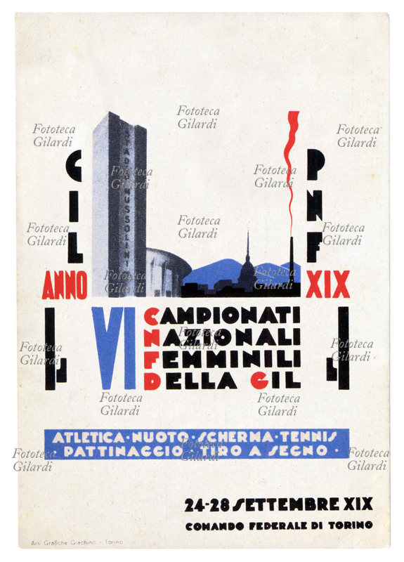 SPORT Cartolina postale VI Campionati Nazionali Femminili della GIL, Torino 1941