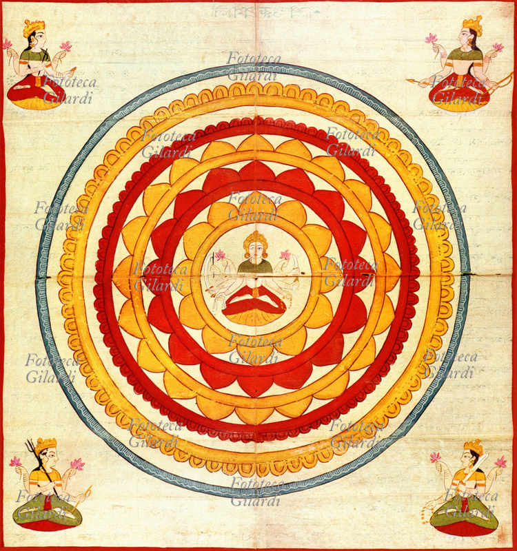 INDIA - Mandala (diagramma magico) lotiforme con al centro l\