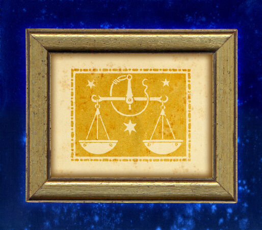 SEGNO ZODIACALE BILANCIA CORNICE DORATA RETTANGOLARE SEGNO ZODIACALE BILANCIA CORNICE DORATA RETTANGOLARE