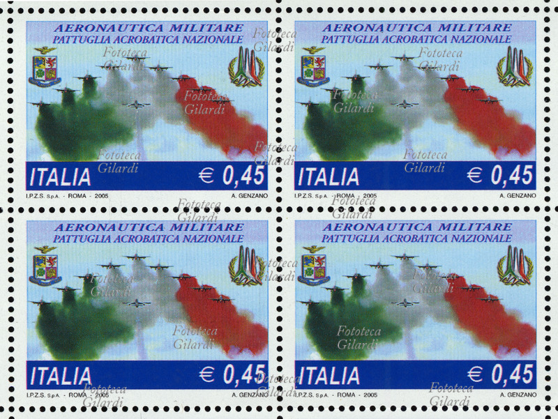 FRECCE TRICOLORI quattro francobolli commemorativi della serie "Pattuglia acrobatica nazionale dell\