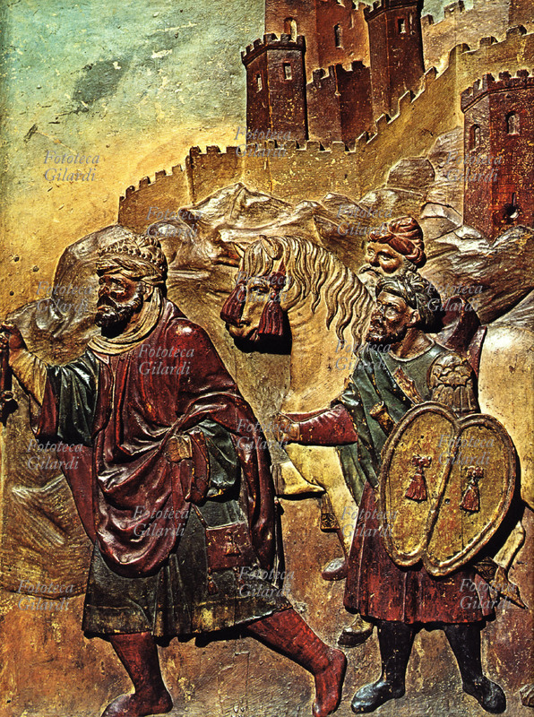 BOABDIL La resa di Boabdil. Ultimo re mussulmano di Granada, capitolò davanti a Ferdinando il cattolico e Isabella nel 1492. Bassorilievo di Felipe Vigarny del 1552.