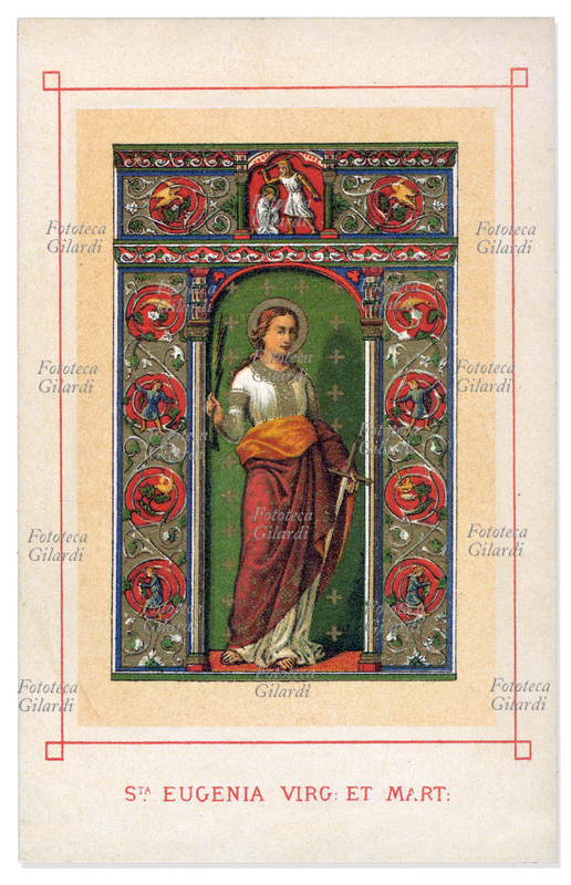 Santa EUGENIA DI HOHENBURG Badessa VIII secolo - festa 16 settembre. Immaginetta cromolitografica, 1900 circa