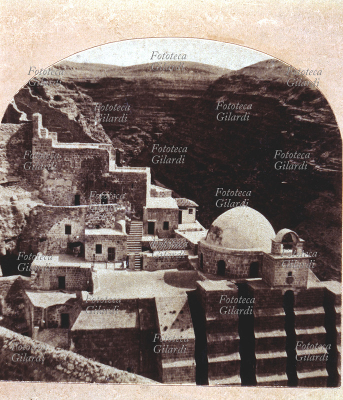HOLY LAND Monastery of Saint Sabbas, located near Jerusalem, towards the East-Southeast. This saint, who died in 532, was the most famous monk of Palestine, honored by the Emperor Justinian. Photograph from the series \