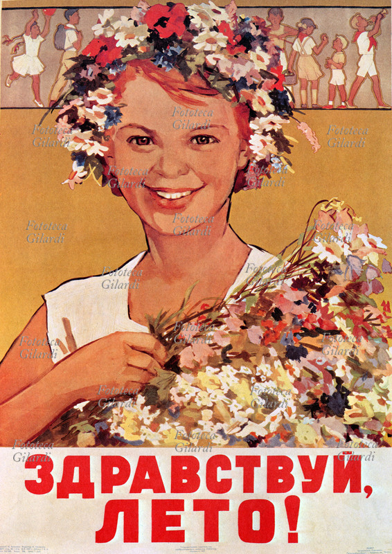 URSS 1957 Manifesto di propaganda, per il benessere della società raggiunto grazie all\