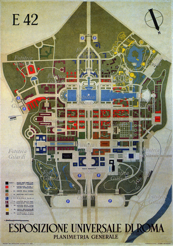 ESPOSIZIONI Esposizione Universale di Roma (EUR). Planimetria generale e Manifesto ufficiale dell\