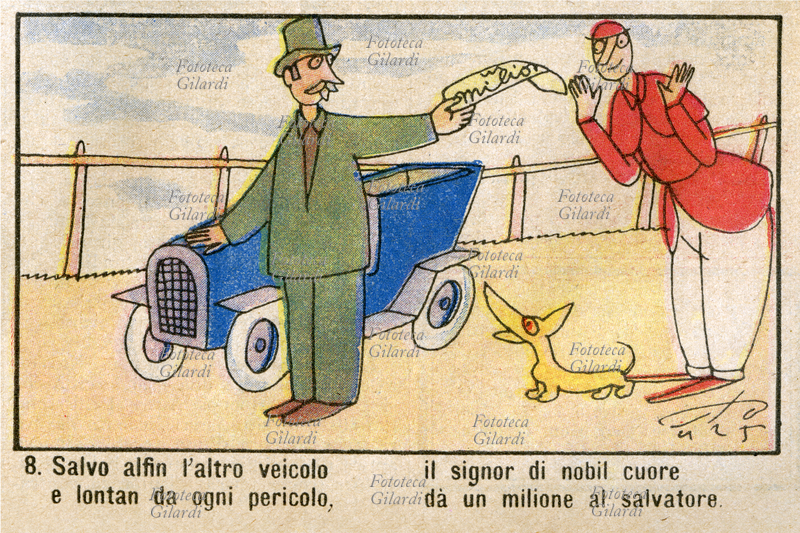 LE AVVENTURE DEL SIGNOR BONAVENTURA il celebre, fortunato personaggio che viene sempre riccamente premiato per le sue doti di onestà e rettitudine. Un automobilista gentile offre un passaggio al nostro eroe, che porta un pesante sacco di chiodi; i due subiscono l\