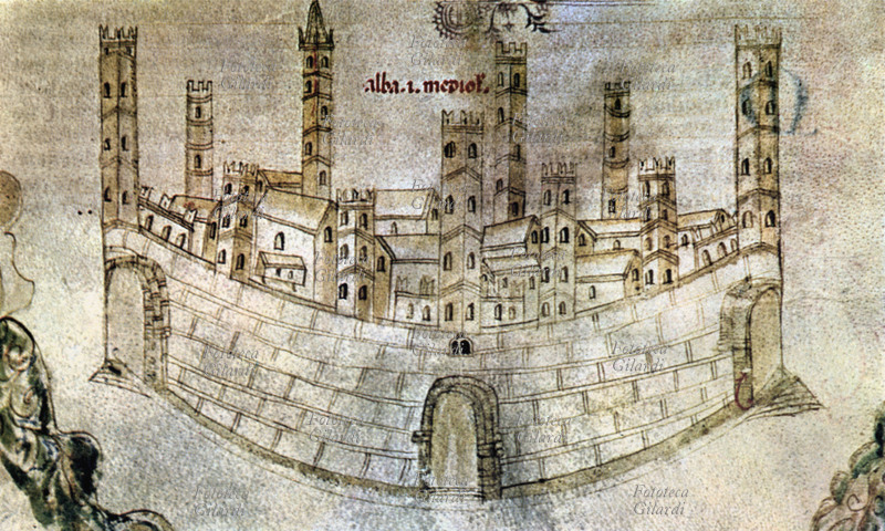 MILANO Raffigurazione del capoluogo lombardo in una miniatura del XV secolo