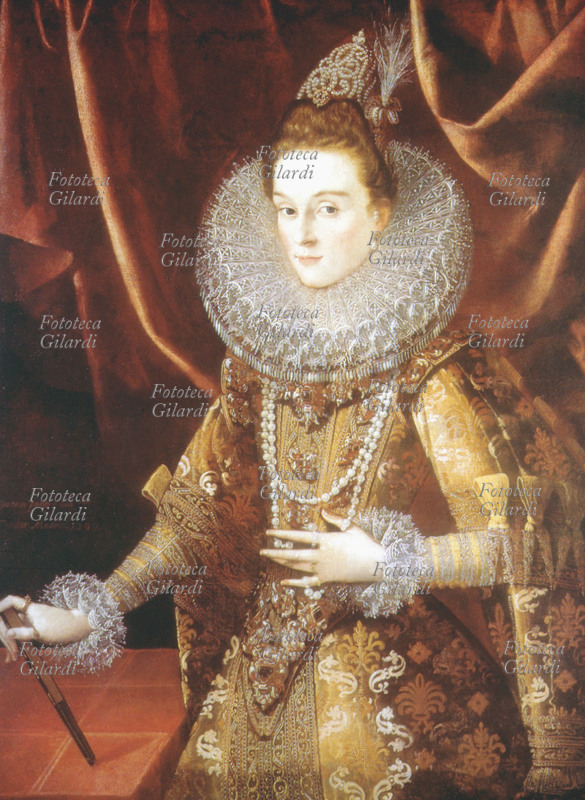 ISABELLA Clara Eugenia (12 agosto 1566 – 1° dicembre 1633), infanta di Spagna, sovrana delle Fiandre. Figlia di Filippo II ne ottenne le Fiandre che portò in dote ad Alberto d\