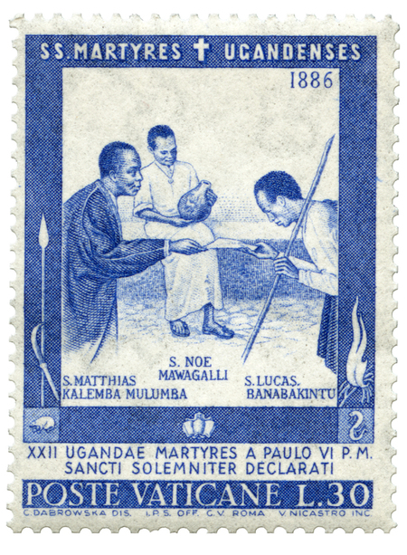 SANTI MARTIRI UGANDESI 1886 POSTE VATICANE L. 30 SANTI MARTIRI UGANDESI 1886 POSTE VATICANE L. 30