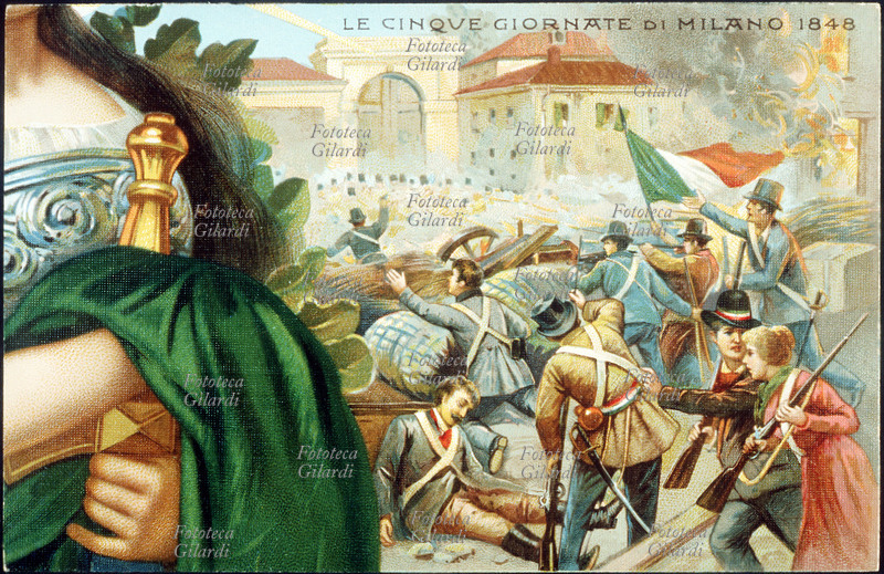 ITALIA Le 5 giornate di Milano 1848. Serie di 10 cartoline illustrate commemorative che celebrano il 50° anniversario della proclamazione del Regno d\