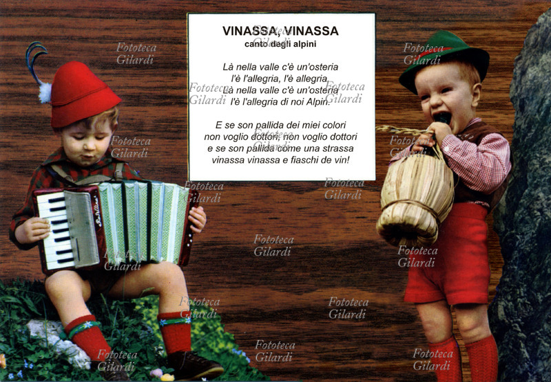 CANZONE POPOLARE cartolina postale di una serie dedicata alle canzoni popolari. Al centro le parole della canzone degli alpini \