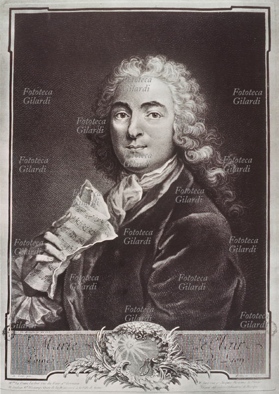 Jean Marie LECLAIR (1697-1764) composer and French violinist, saying also “aIne” (the primogenito one) in order to distinguish it from the brother Jean Marie the Cadet, composer of instrumental music. Portrait in a recording of J. Ch. François, 18th century.