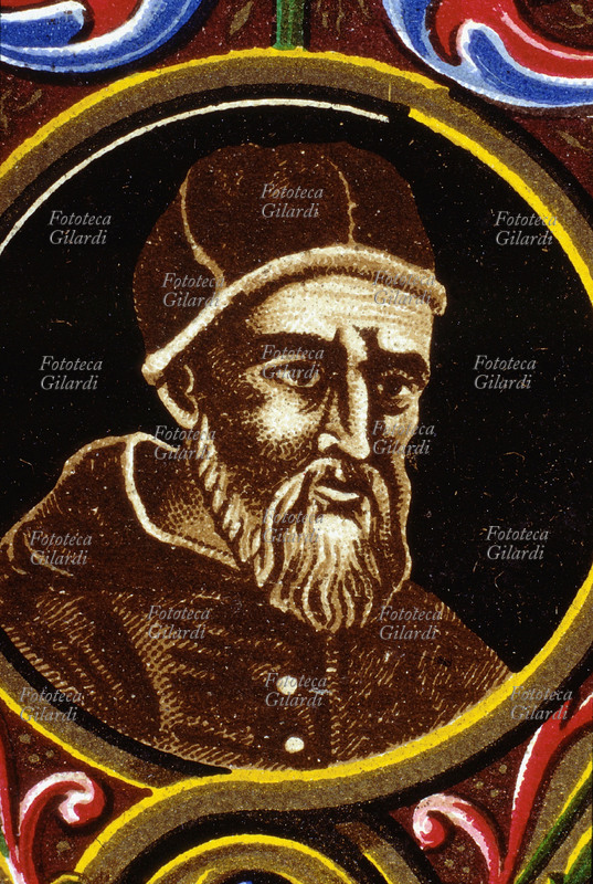 PAPA GIULIO II (1443-1513), al secolo Giuliano della Rovere, nato a Savona, eletto nel 1503. Fece costruire il suo monumento in San Pietro in Vinculis in Roma. Ritratto, dettaglio da una cartolina cromolitografica della \