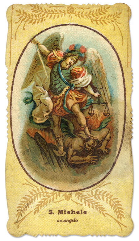 SAINT MICHELE ARCHANGEL DRIVES AWAY LUCIFERO IMMAGINETTA