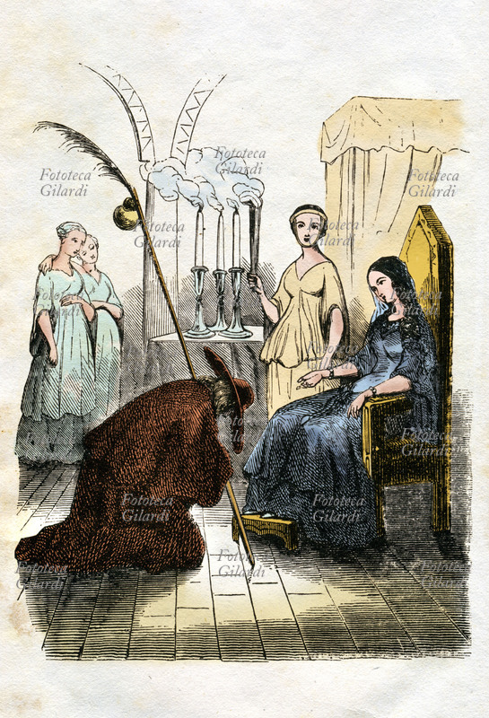 sir Walter SCOTT (1771-1832) Ivanhoe travestito da pellegrino arriva al cospetto di Lady Rowena, \