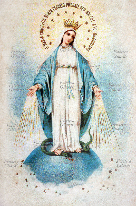MADONNA immaginetta “Immaculate Conception”. In the aureole of Madonna law: Or Maria without sin prayed for we that to You we resort. Cover of the\