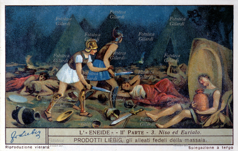 ENEIDE Niso ed Eurialo fanno un massacro di Rutuli (canto IX). Per raggiungere Enea presso gli etruschi e avvisarlo del pericolo costituito dall\