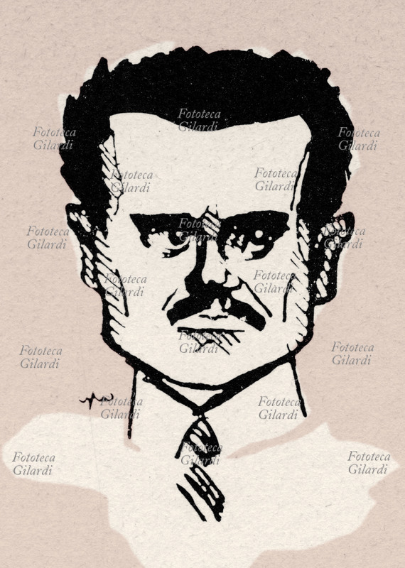 Bruno BUOZZI (31 gennaio 1881 – 4 giugno 1944) riformista, segretario nazionale della F.I.O.M. e dal 1925 della C.G.d.L. Fu ucciso dai nazisti a Roma nel 1944. Caricatura di Pietro Ciuffo - Cip - da un numero dell\