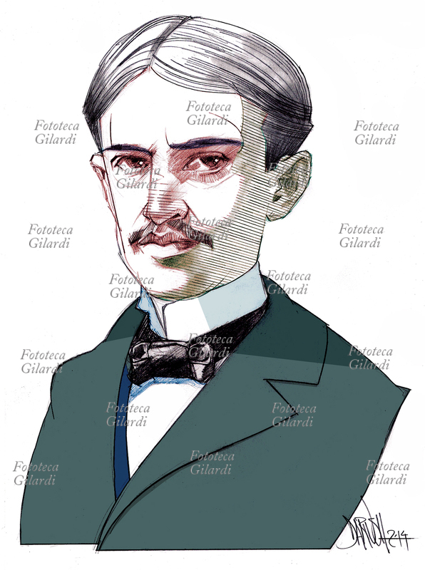 Stephen CRANE (1871-1900) scrittore, giornalista e poeta statunitense. Ritratto, illustrazione di Dariush Radpour, disegno a matita colorato digitale 2014. Questa immagine non può essere utilizzata con tariffa inferiore a € 80,00