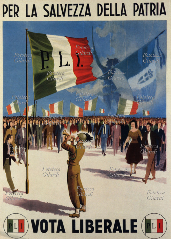 ELEZIONI Italia dopoguerra. Propaganda elettorale del Partito Liberale Italiano: \