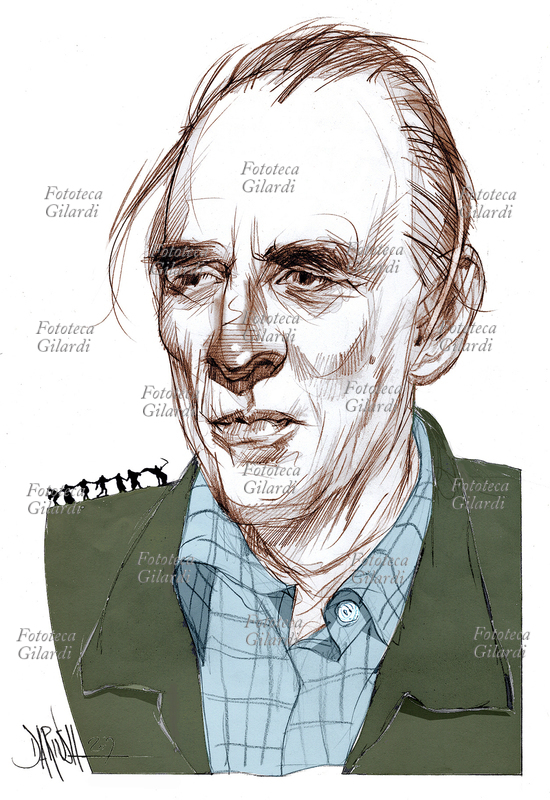 Ingmar BERGMAN (1918-2007) regista, sceneggiatore, drammaturgo, scrittore e produttore cinematografico svedese. Ritratto, illustrazione di Dariush Radpour, disegno a matita colorato digitale 2007. Questa immagine non può essere utilizzata con tariffa inferiore a € 80,00