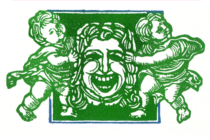 FREGIO TIPOGRAFICO CON ALLEGORIA DELLA COMMEDIA