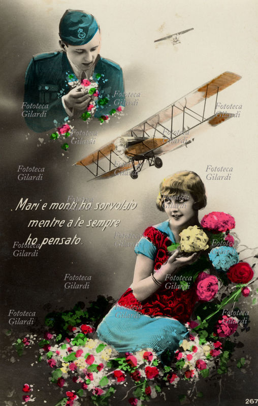 AVIAZIONE composizione allegorica di propaganda dell\