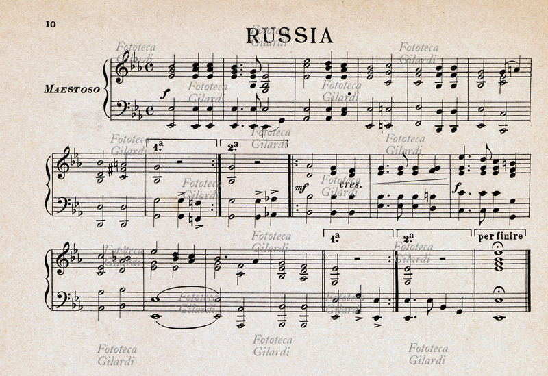 INNO NAZIONALE DELLA RUSSIA partitura edizioni Ricordi, Milano 1917