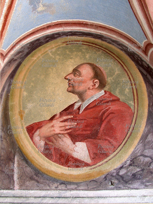 SAN CARLO Borromeo (Arona 1538- Milano 1584) Cardinale, arcivescovo di Milano. Affresco votivo XVIII secolo. Villette (Verbania) Fotografia di Giuliano Grasso.