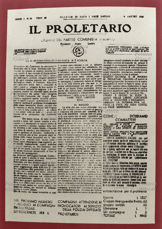 RESISTENZA Stampa clandestina: prima pagina del \