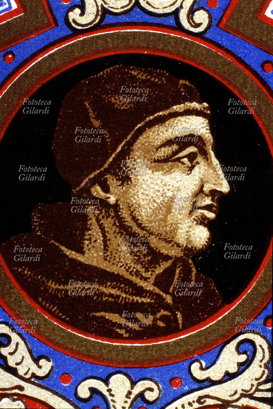 PAPA ADRIANO VI (March 2, 1459 - September 14, 1523), aka Adriano Florent van Trusen, born in Utrecht, elected in 1522. He governed the Church for one year, eight months and six days. Unique Pope of Dutch origin, was the last non-Italian until the election of Giovanni Paolo II in 1978. Portrait in Profile, detail from a postcard chromolithographic of \