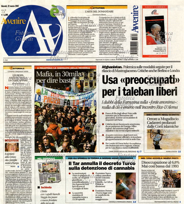 GIORNALI prima pagina del quotidiano L\