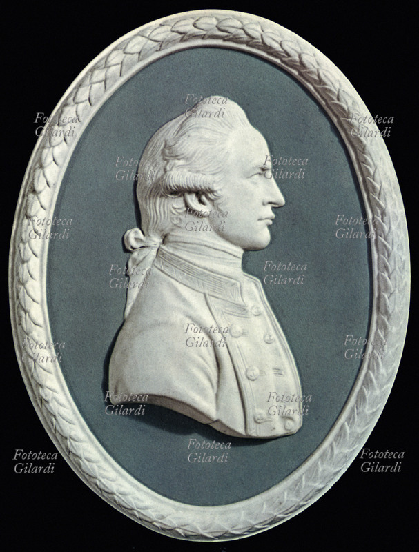 James COOK (1728-1779) Ritratto del Capitano Cook eseguito nel 1784. Cameo incastonato su legno.