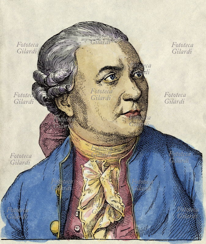 Friedrich Gottlieb KLOPSTOCK (1724-1803) poeta tedesco fra gli inziatori del profondo rinnovamento della letteratura tedesca nel XVIII secolo. Ritratto, versione colorata di una incisione di Hugo Bürkner (1818-1897), Germania XIX secolo
