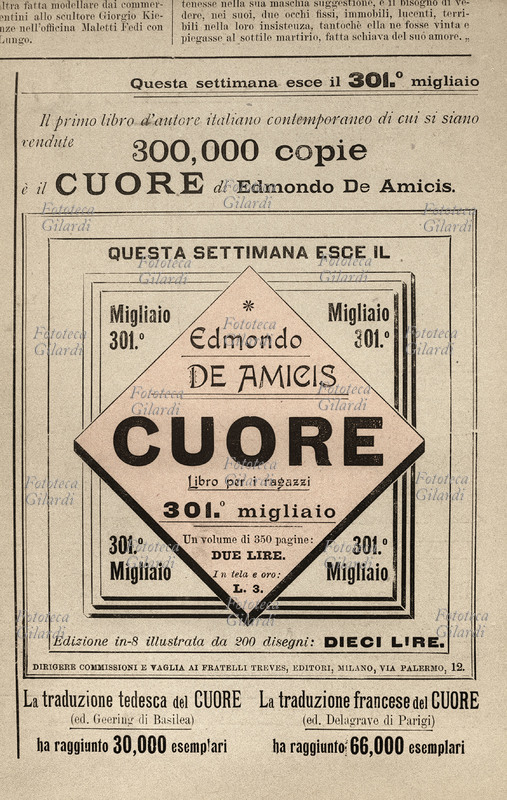 Edmondo DE AMICIS (1846-1908) Pubblicità per il libro \